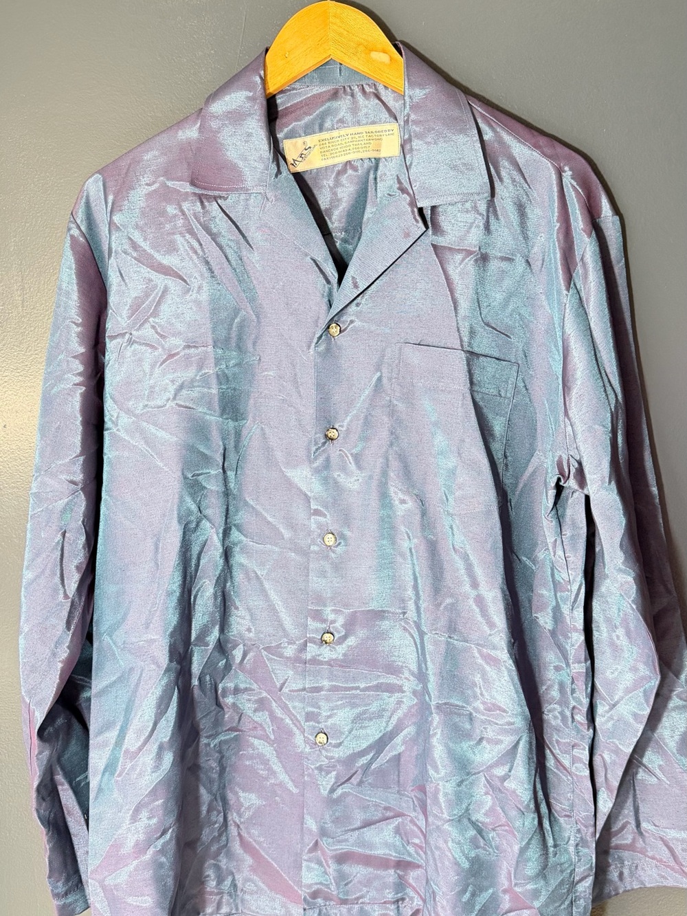 Men's Pajamas Set Shimmery Blue-Purple Button-Up